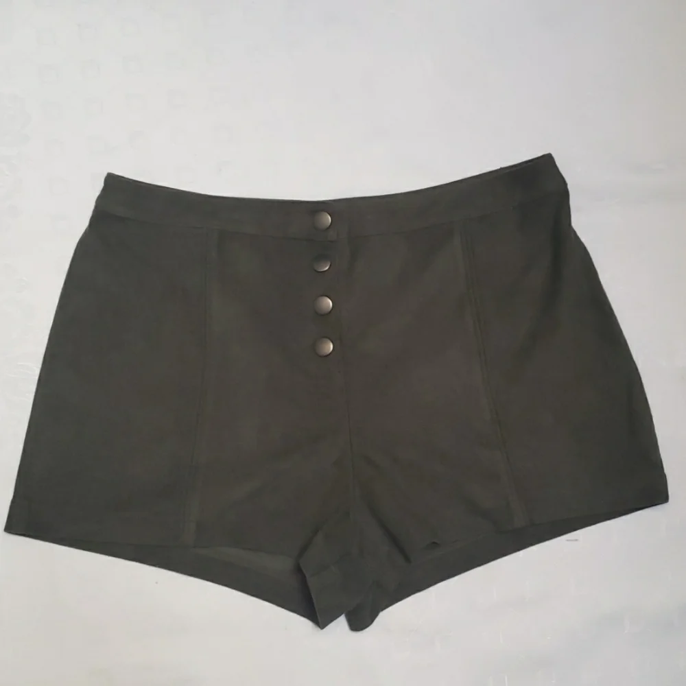 Abercrombie Green Faux Suede Button Front Shorts Size 10